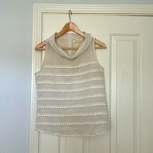 ModCloth Blouse Cream with 3-D Dot Detail Size Medium No Sleeves Button Back